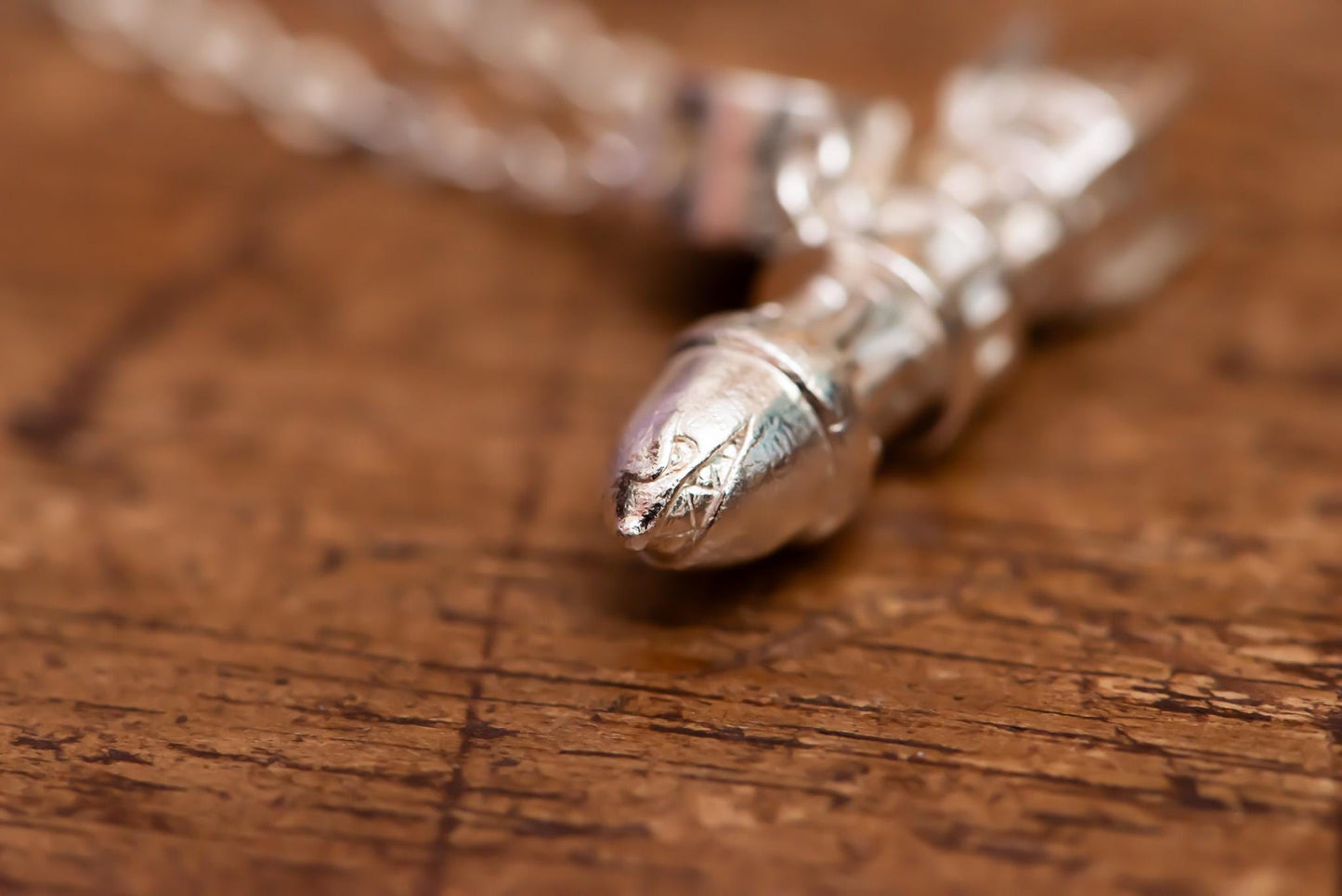 Rocket Pendant Necklace S925 Sterling Silver, Inspired Bullet Jewelry, Handmade Silver Cable Chain Gift for Fans