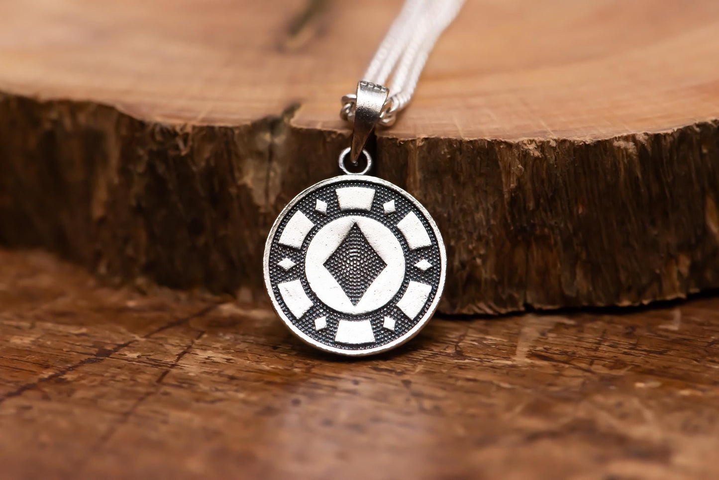 Poker Coin Silver Pendant S925 | Four Suits Necklace for Men | Hearts Diamonds Clubs Spades Jewelry | Gift for Gamers & Card Lovers