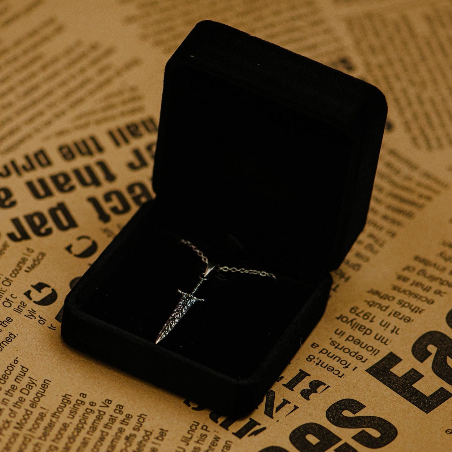 Oxidized Dark Silver Greatsword Necklace S925, Gothic RPG Jewelry for Men, Handmade Fantasy Sword Pendant, Gift for Gamer, Silver Chain