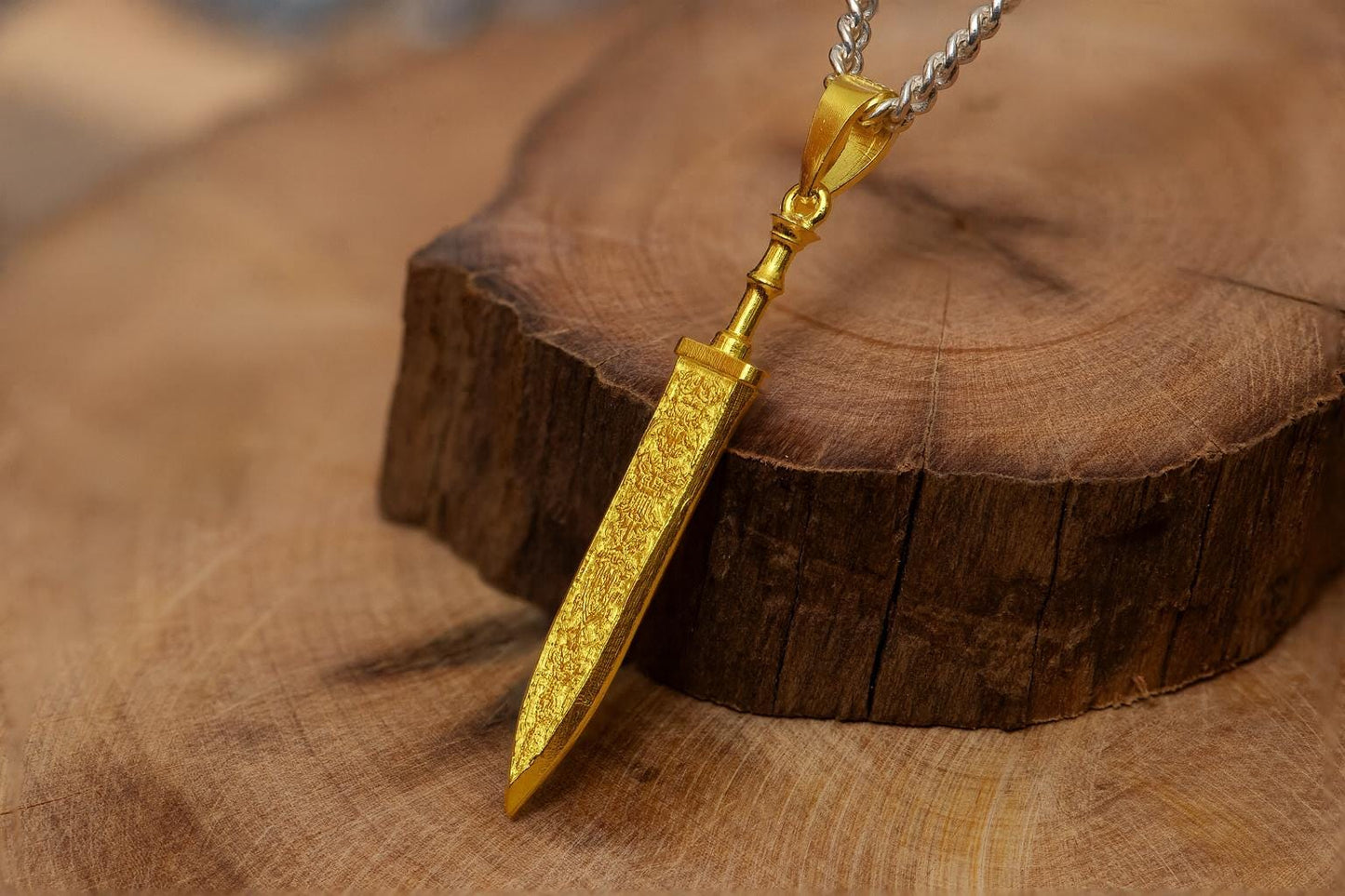 Oxidized S925 Sterling Silver Textured Sword Pendant Necklace – Dark Fantasy Jewelry, Handmade Talisman, Gift for Men, Warrior Style