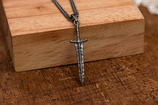 Elden Warrior Collection S925 Oxidized Silver Necklace Set | Handmade Fantasy Jewelry | Dark Souls RPG Gift For Gamer Men Women