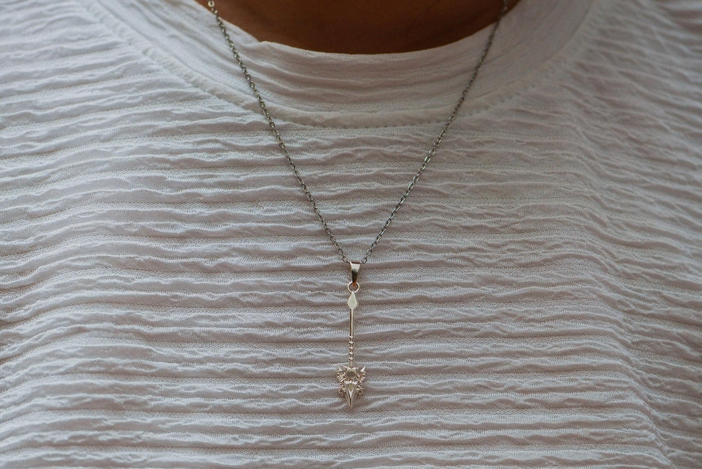 Handcrafted Flame Spear Pendant S925 Silver Necklace for Men – Gothic Warrior Jewelry, Fantasy Gift for Him, RPG Inspired Jewelry