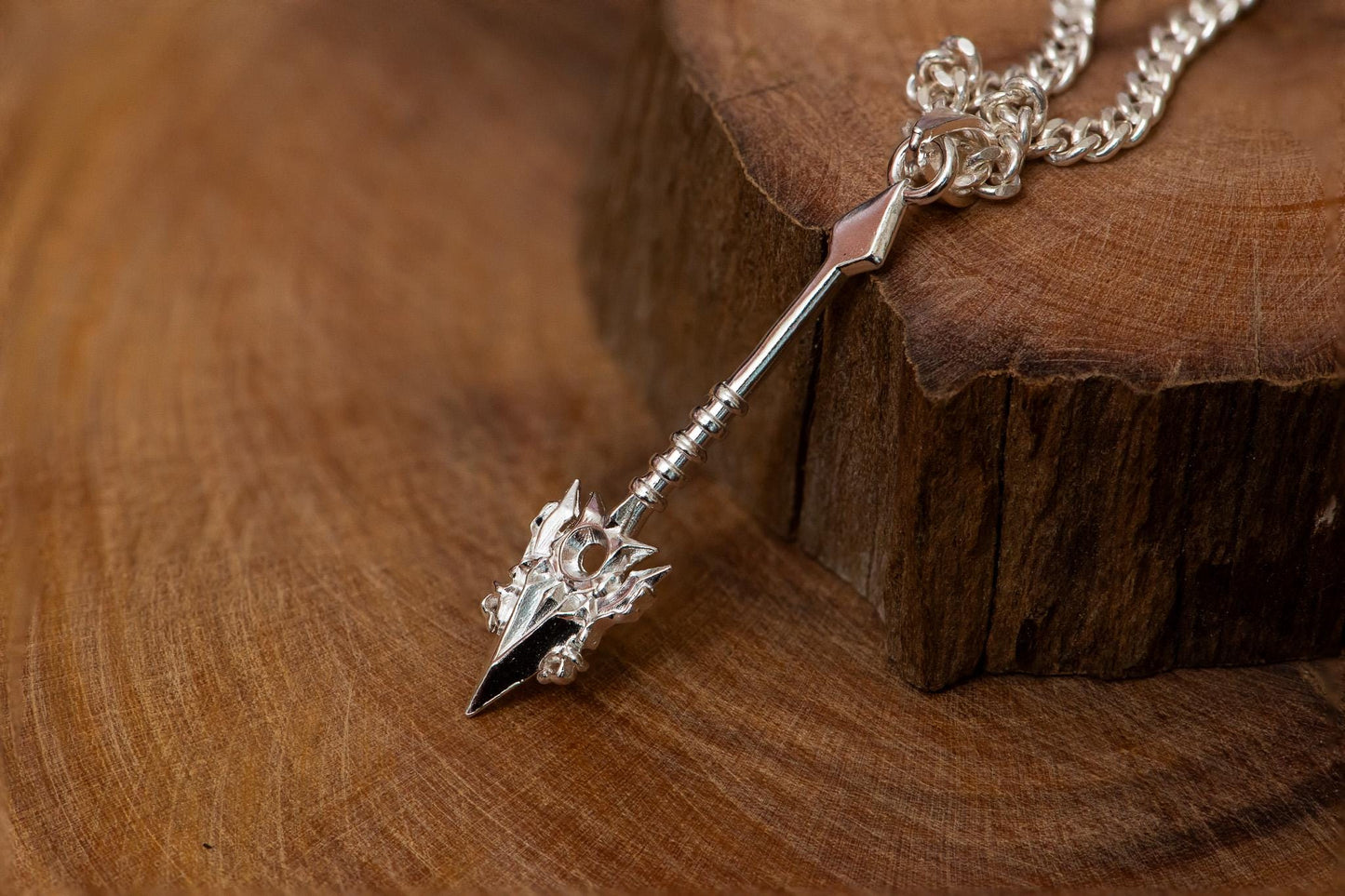 Gold-Plated Flame Spear Pendant S925 Silver Necklace – Elegant Fantasy Jewelry for Men, Gothic Sword Pendant, Unique Gift Idea