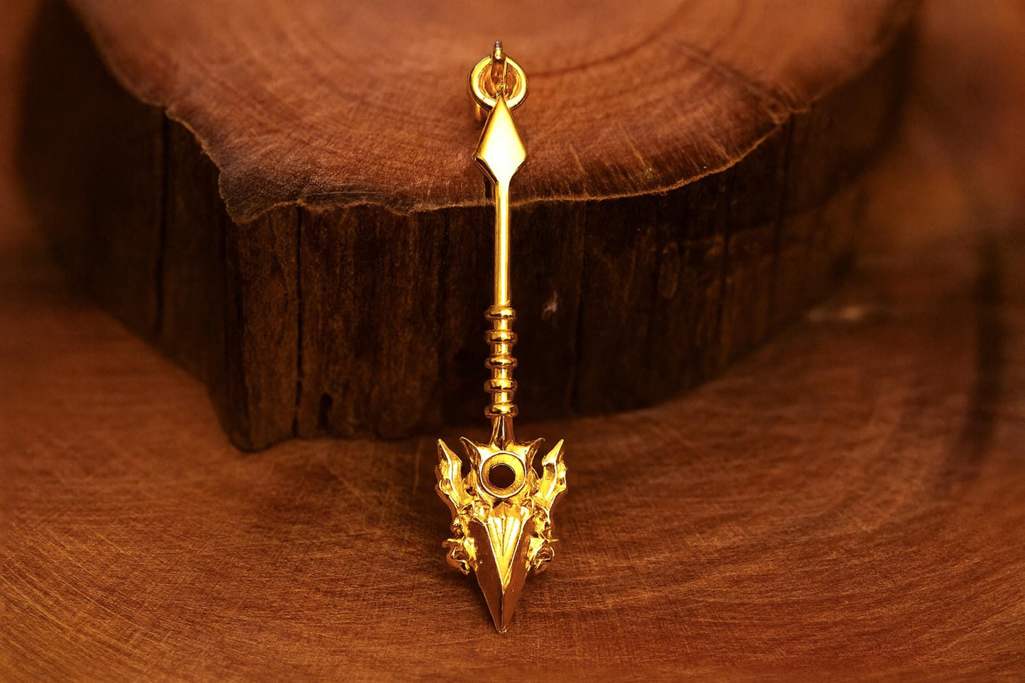 Gold-Plated Flame Spear Pendant S925 Silver Necklace – Elegant Fantasy Jewelry for Men, Gothic Sword Pendant, Unique Gift Idea