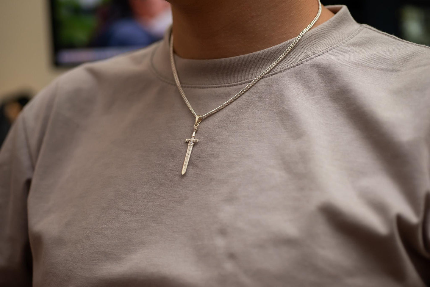 Inspired Sword of Night and Flame Silver Pendant, S925 Sterling Silver Fantasy Necklace, Handmade Gamer Jewelry, Gift for Him