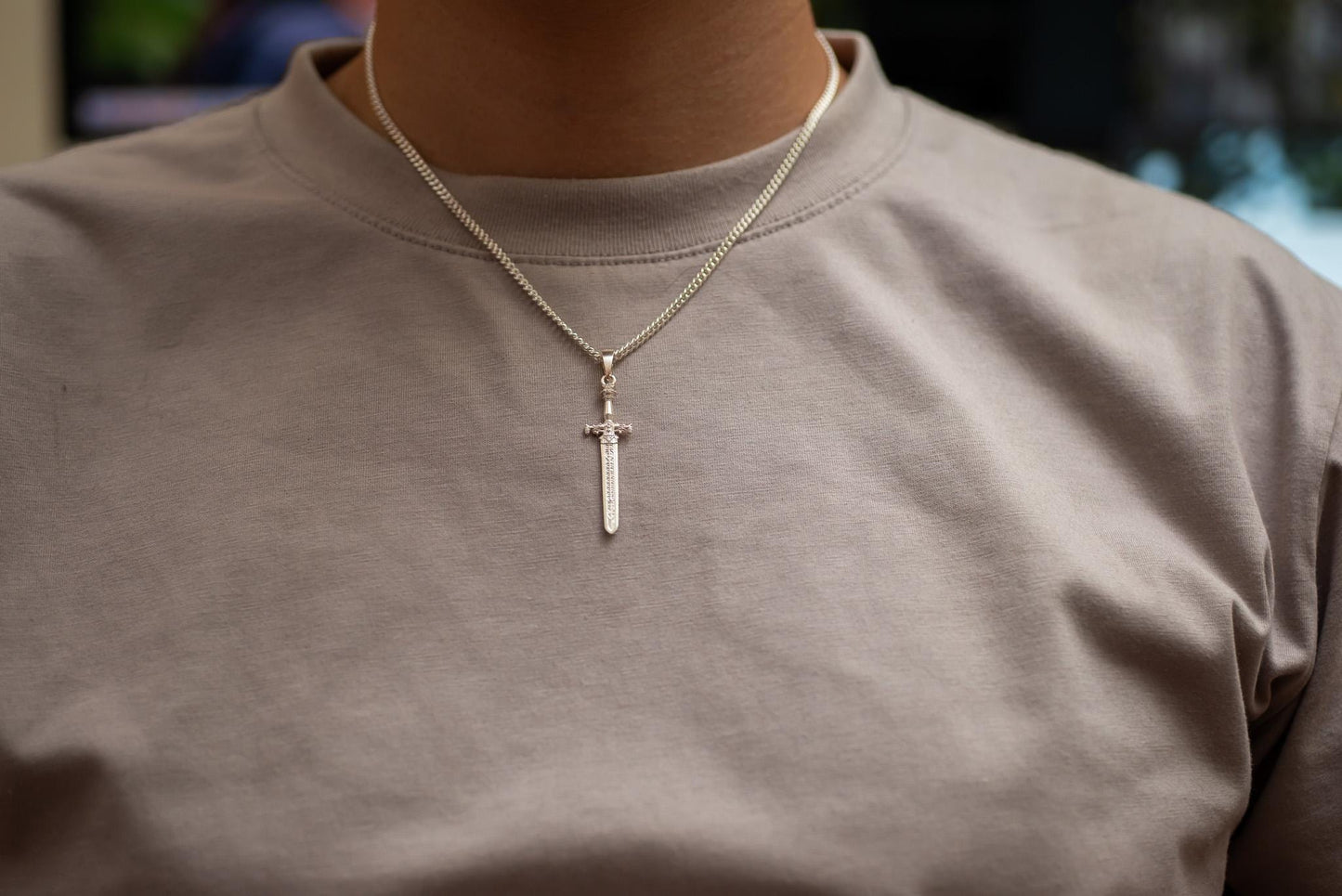 Inspired Sword of Night and Flame Silver Pendant, S925 Sterling Silver Fantasy Necklace, Handmade Gamer Jewelry, Gift for Him