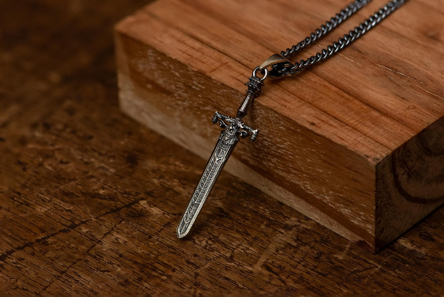 Inspired Sword of Night and Flame Silver Pendant, S925 Sterling Silver Fantasy Necklace, Handmade Gamer Jewelry, Gift for Him