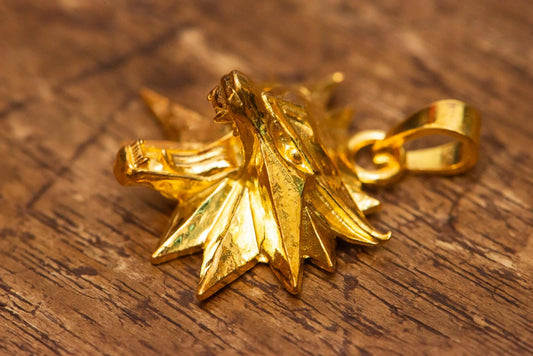 24K Gold Plated Wolf Head Pendant, S925 Silver Fantasy Necklace, Handmade Jewelry Gift for Him, Elegant Gamer Accessory