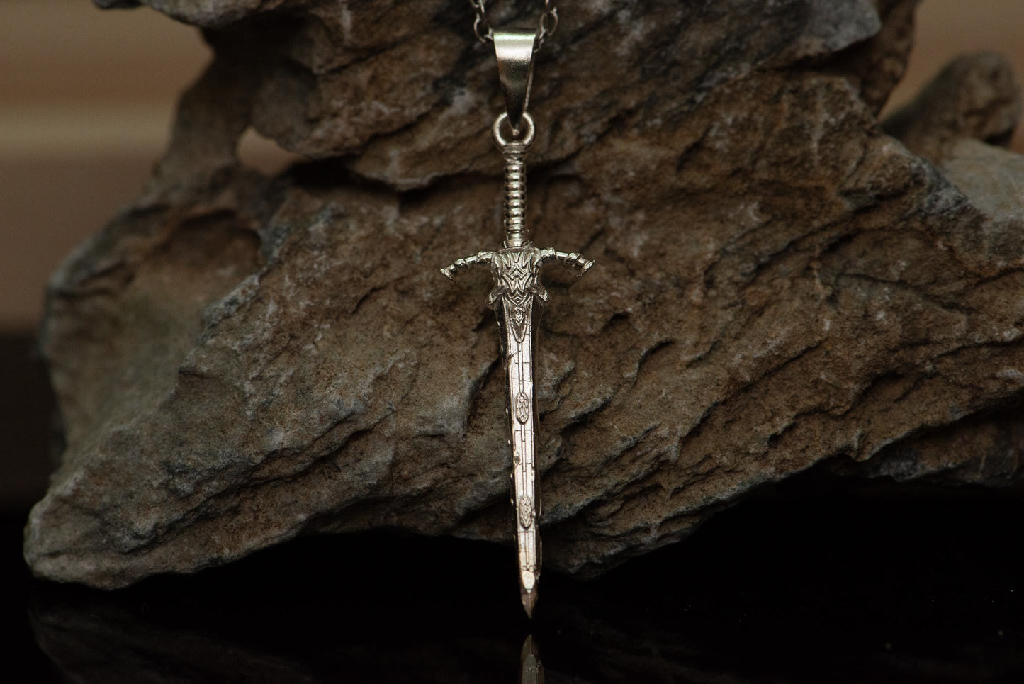 Silver Great Blade Pendant S925 Sterling Sword Necklace Handmade Jewelry for Men, Fantasy Talisman Gift for Gamer Fan