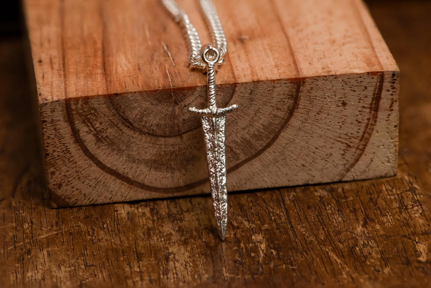 Oxidized Dark Silver Greatsword Necklace S925, Gothic RPG Jewelry for Men, Handmade Fantasy Sword Pendant, Gift for Gamer, Silver Chain