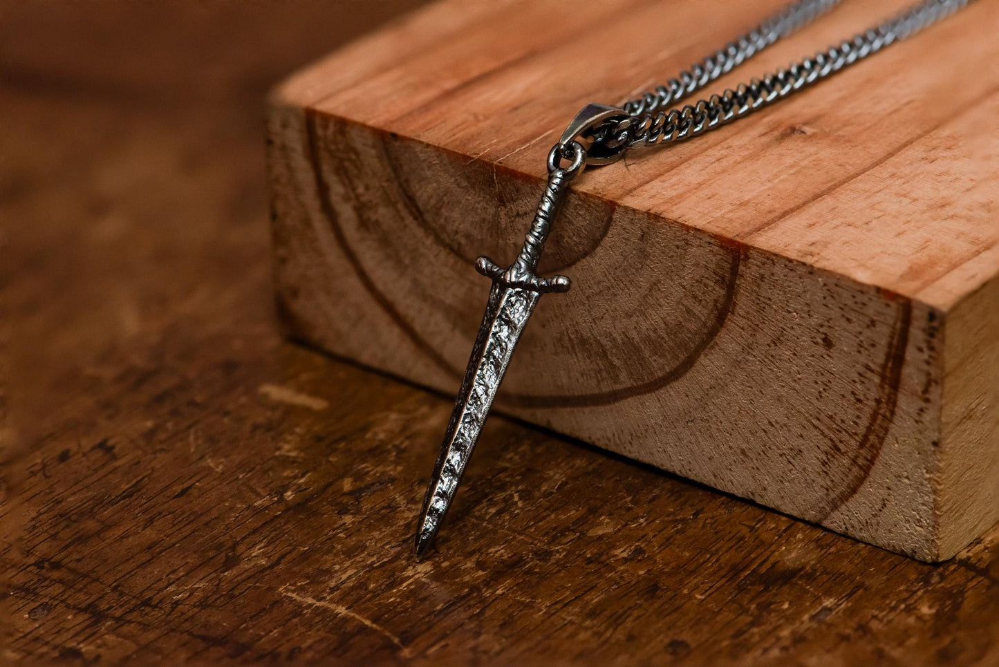 Gold Plated S925 Silver Greatsword Necklace, Fantasy Jewelry Gift for Him, RPG Gamer Pendant, Handmade Sword Charm, Medieval Style Necklace