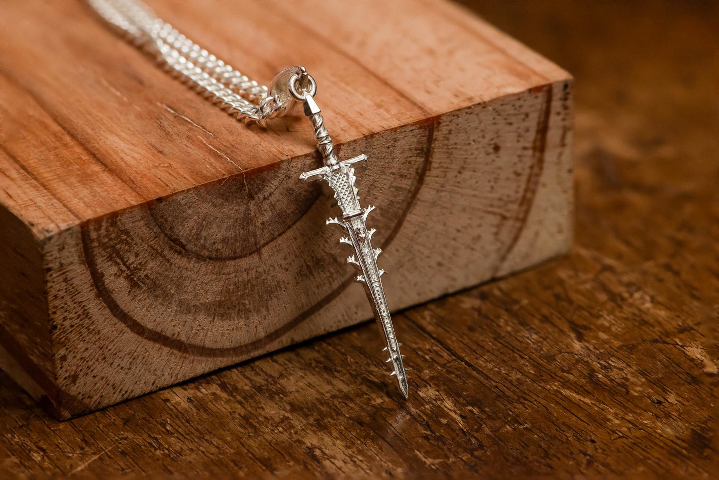 Helphen’s Steeple Gold Plated Necklace, 24K S925 Silver Fantasy Sword Pendant, Handmade Gamer Jewelry, RPG Gift for Him