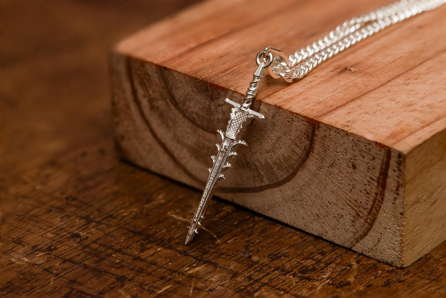 Helphen’s Steeple Gold Plated Necklace, 24K S925 Silver Fantasy Sword Pendant, Handmade Gamer Jewelry, RPG Gift for Him