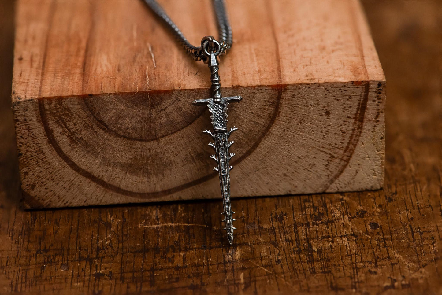 Helphen’s Steeple Gold Plated Necklace, 24K S925 Silver Fantasy Sword Pendant, Handmade Gamer Jewelry, RPG Gift for Him