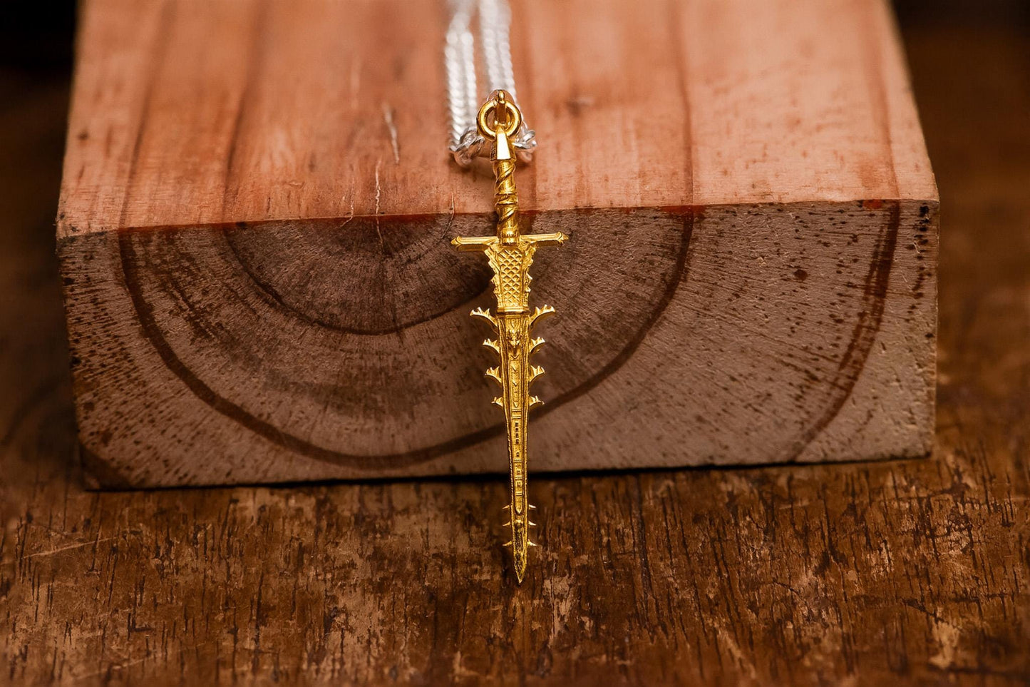 Helphen’s Steeple Silver Pendant, Handmade S925 Sterling Sword Necklace, Ghostflame Greatsword Jewelry for Gamer, RPG Fantasy Gift for Him