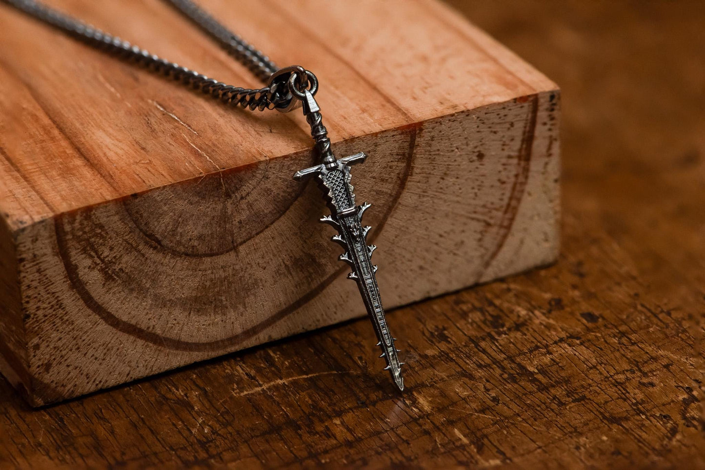 Helphen’s Steeple Silver Pendant, Handmade S925 Sterling Sword Necklace, Ghostflame Greatsword Jewelry for Gamer, RPG Fantasy Gift for Him