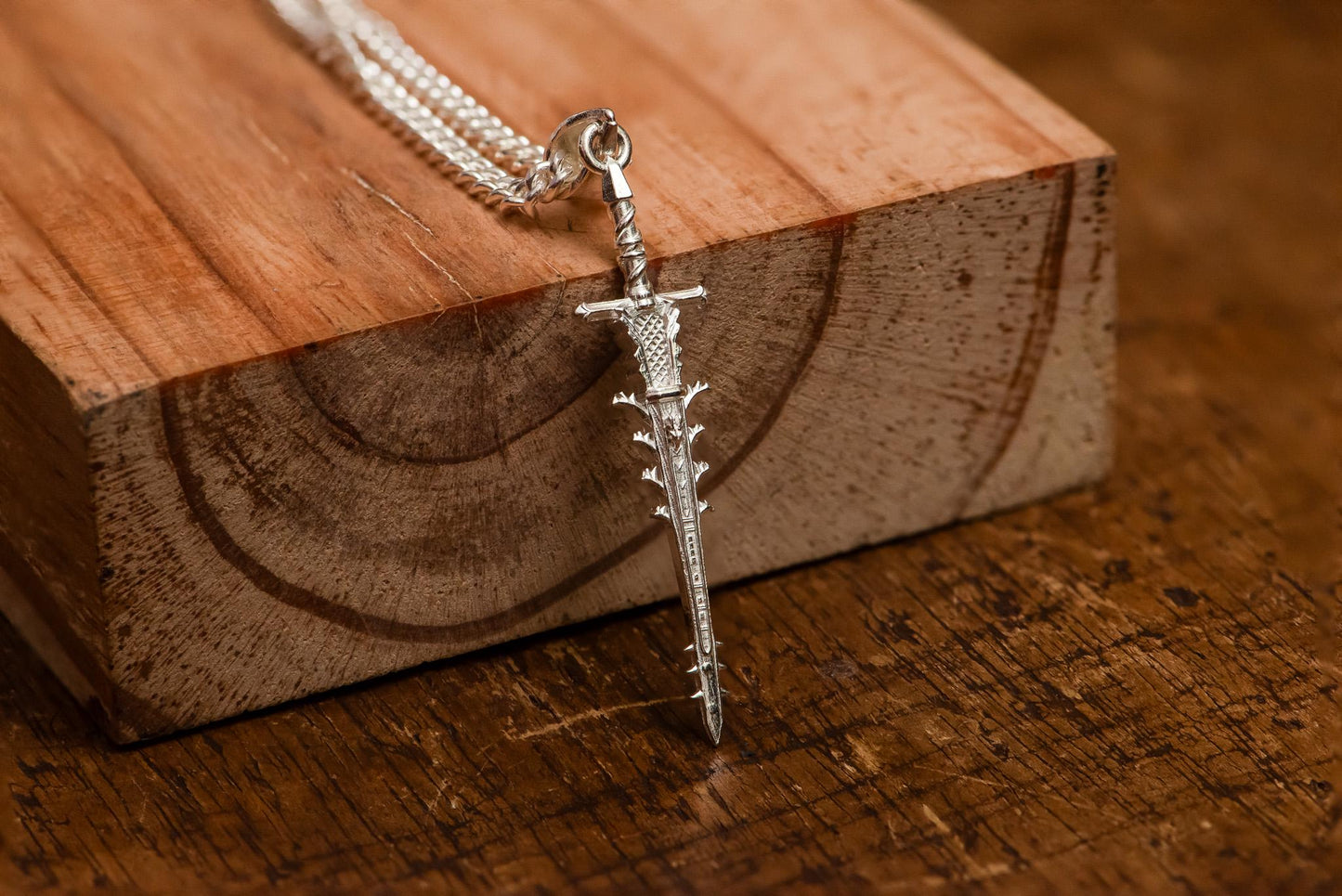 Helphen’s Steeple Silver Pendant, Handmade S925 Sterling Sword Necklace, Ghostflame Greatsword Jewelry for Gamer, RPG Fantasy Gift for Him