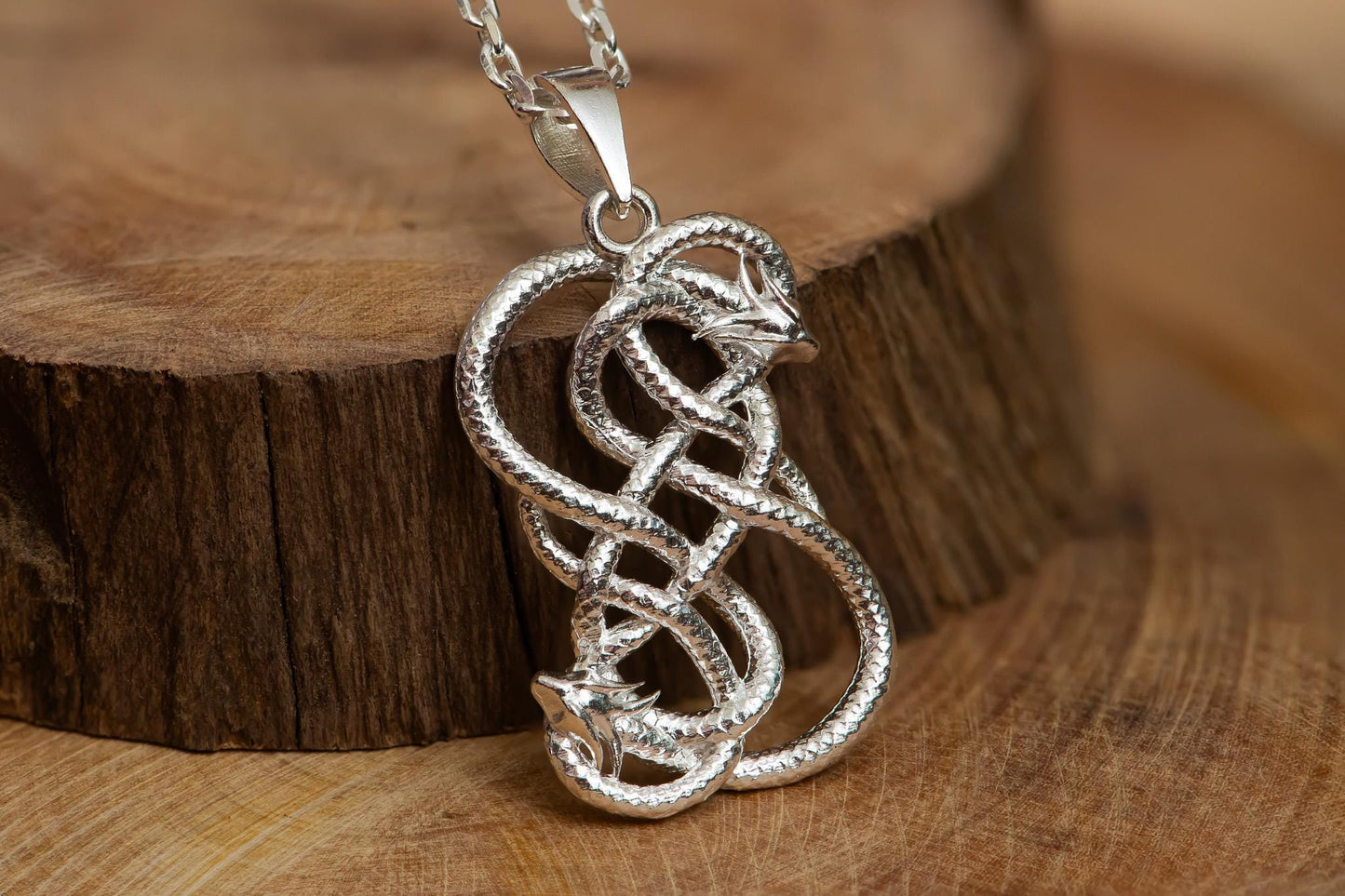 Loki Serpent Symbol Pendant S925 Silver Necklace, Handmade Nordic Snake Jewelry, Viking Style Pendant for Men, Gift for Him