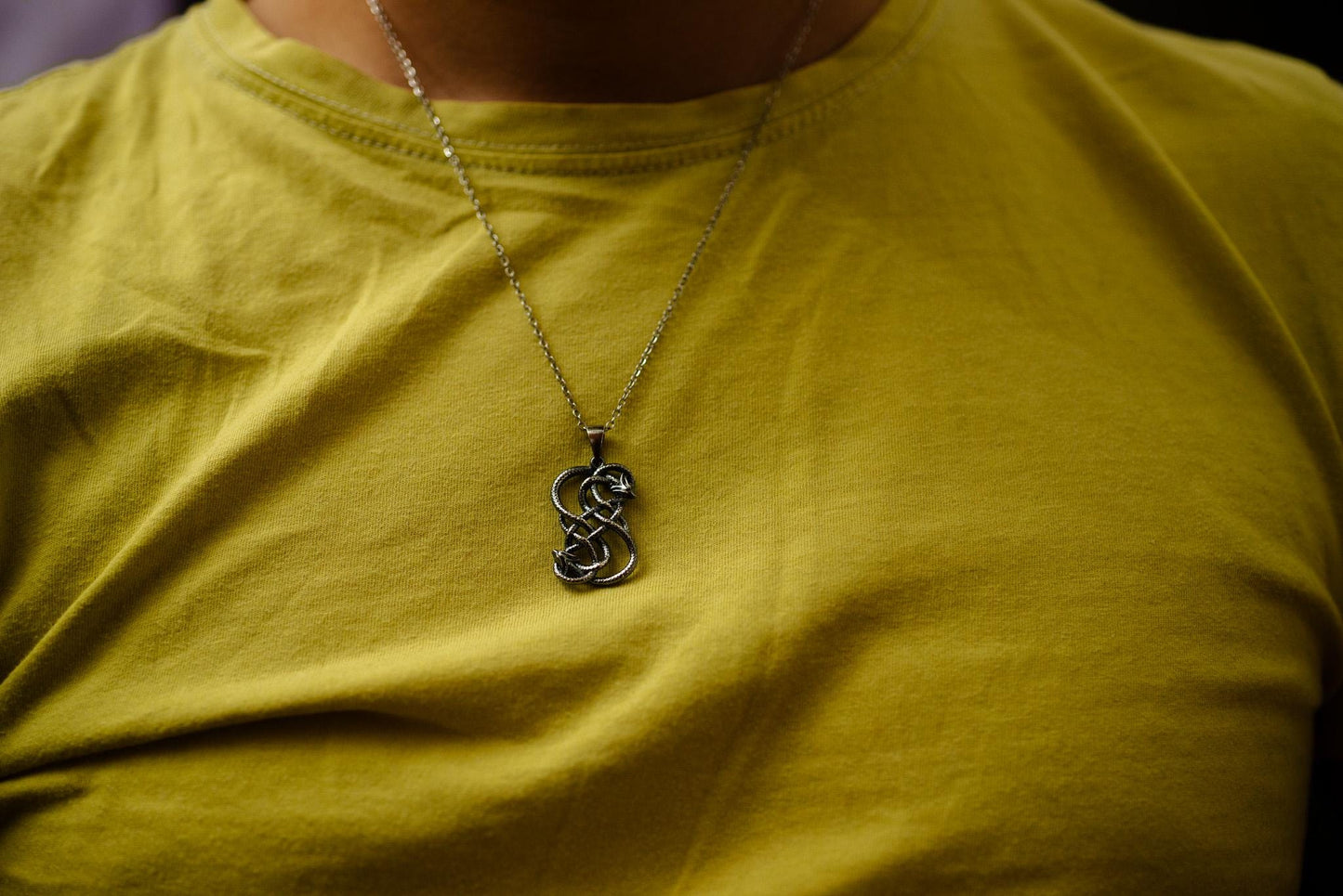 Loki Serpent Symbol Pendant S925 Silver Necklace, Handmade Nordic Snake Jewelry, Viking Style Pendant for Men, Gift for Him