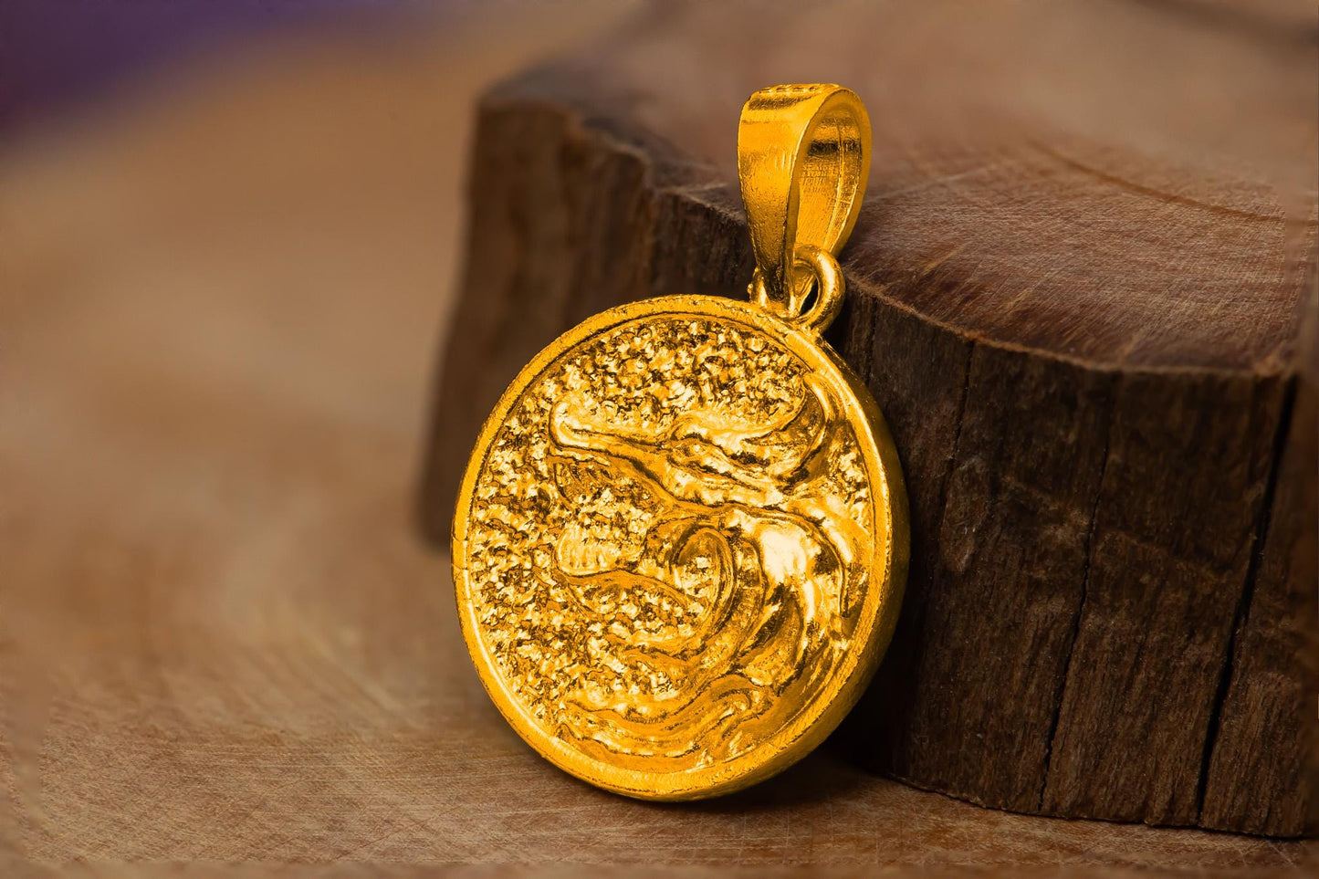 Round Wolf Head Pendant S925 Sterling Silver Necklace, Double-Sided Handmade Wolf Jewelry for Men, Fantasy Gift