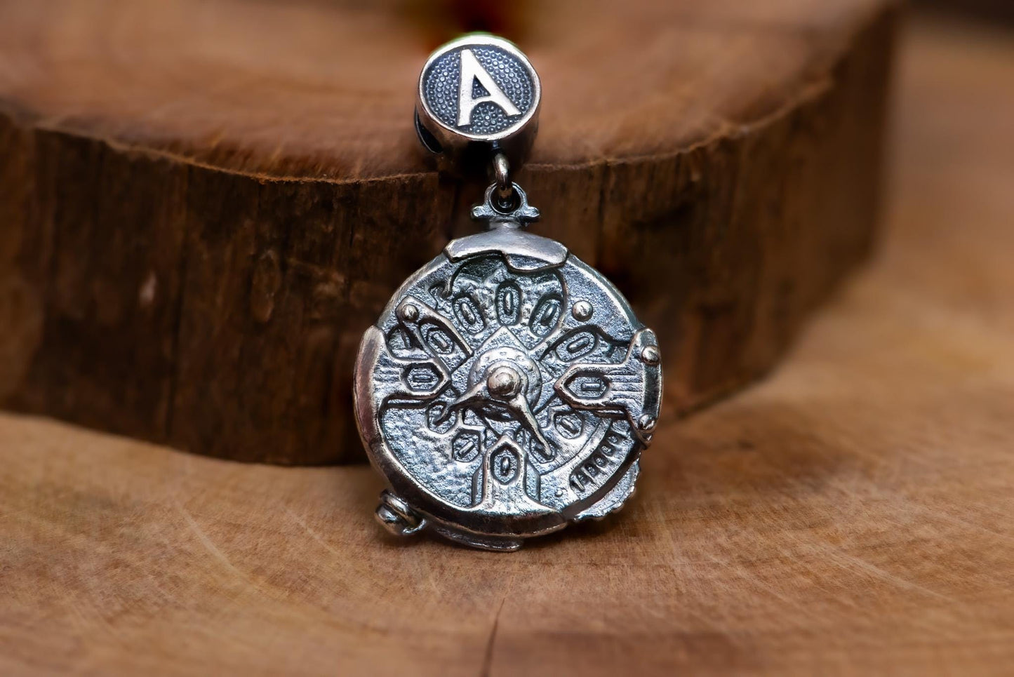Time Relic Pendant S925 Sterling Silver Oxidized Necklace, Antique Style Stopwatch Jewelry for Men and Women