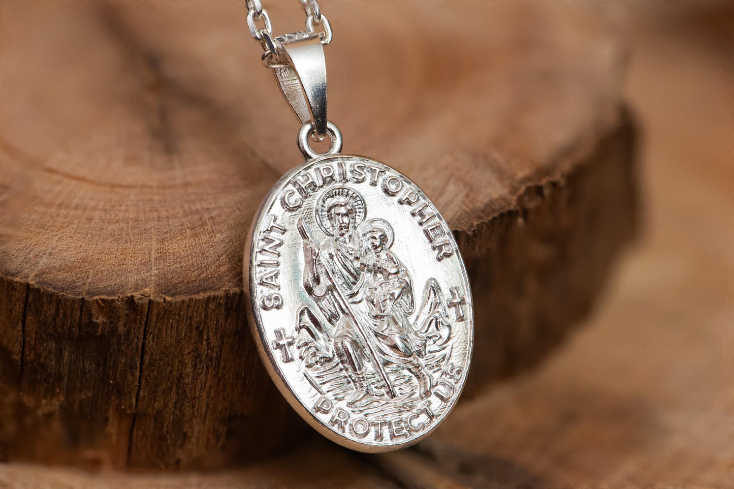 Gold Plated St. Christopher Medal Pendant S925 Sterling Silver Necklace, Religious Jewelry Gift for Traveler and Faith Lovers