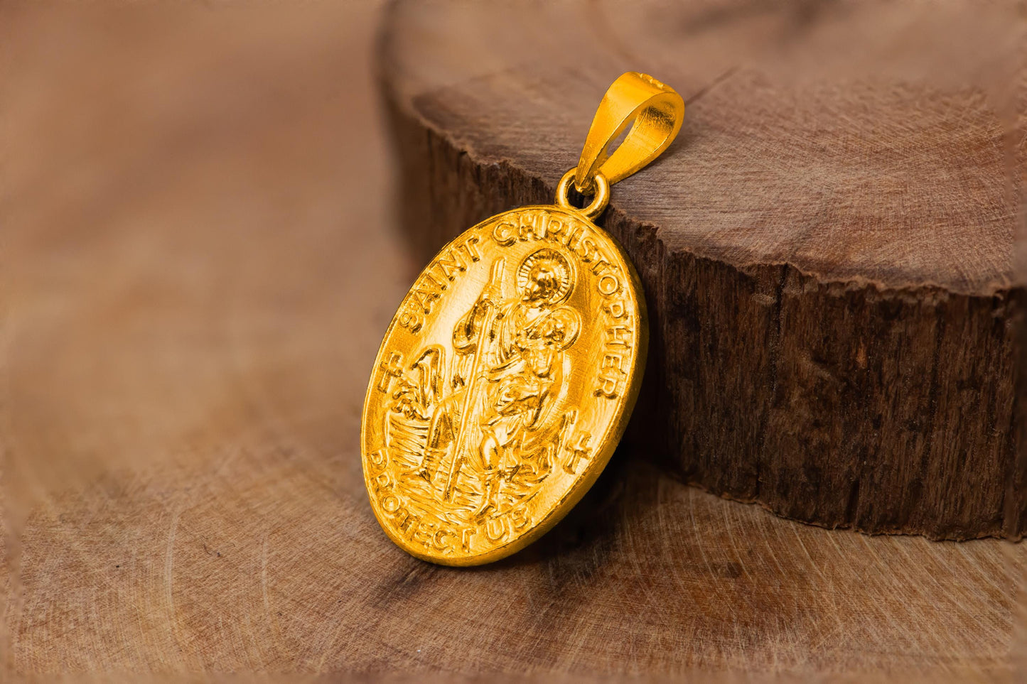 Gold Plated St. Christopher Medal Pendant S925 Sterling Silver Necklace, Religious Jewelry Gift for Traveler and Faith Lovers