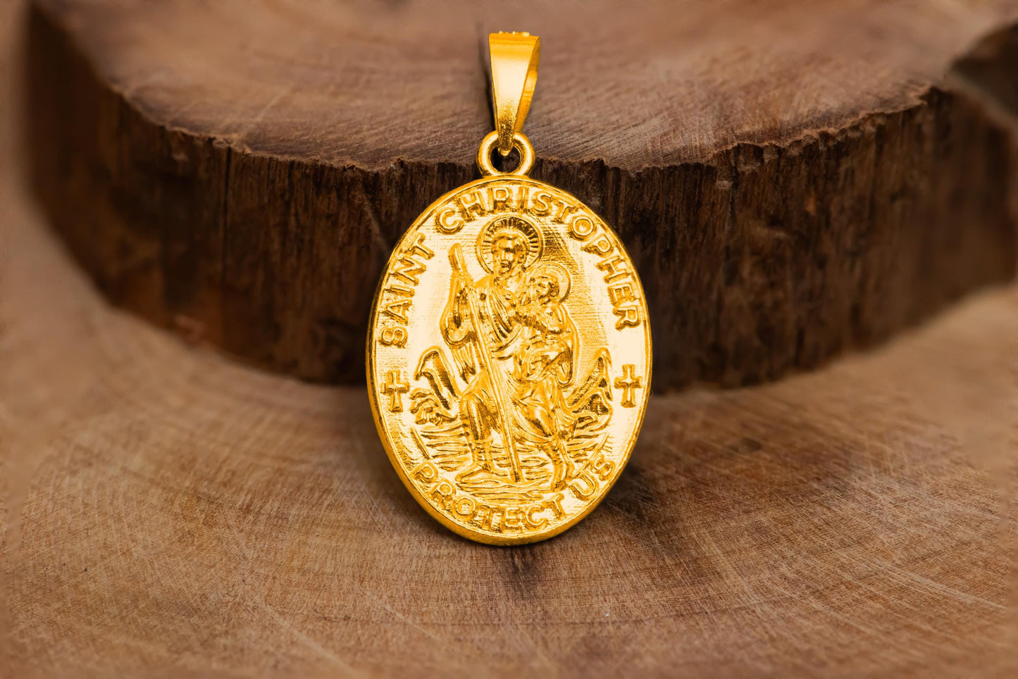 St. Christopher Pendant S925 Sterling Silver Necklace, Saint Medal Amulet Jewelry, Religious Protection Gift for Men and Women