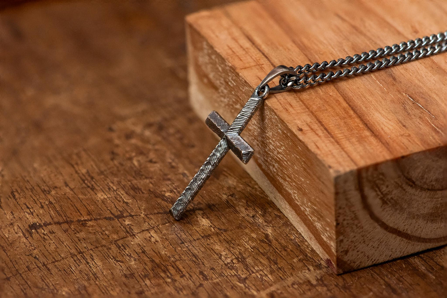 Engraved Cross Pendant Necklace S925 Sterling Silver Vintage Faith Jewelry for Men, Handcrafted Religious Gift