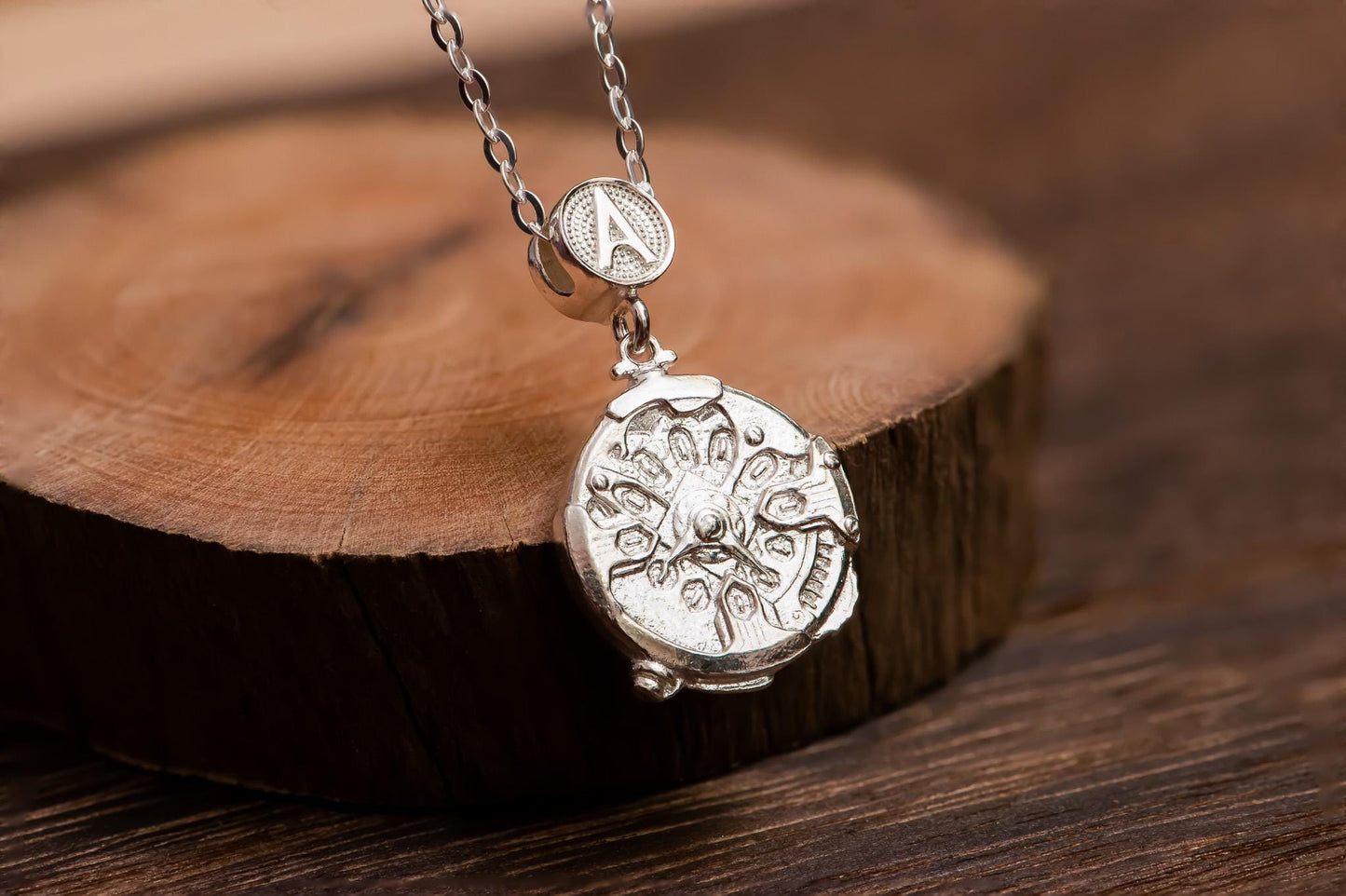 Time Relic Pendant S925 Sterling Silver Oxidized Necklace, Antique Style Stopwatch Jewelry for Men and Women