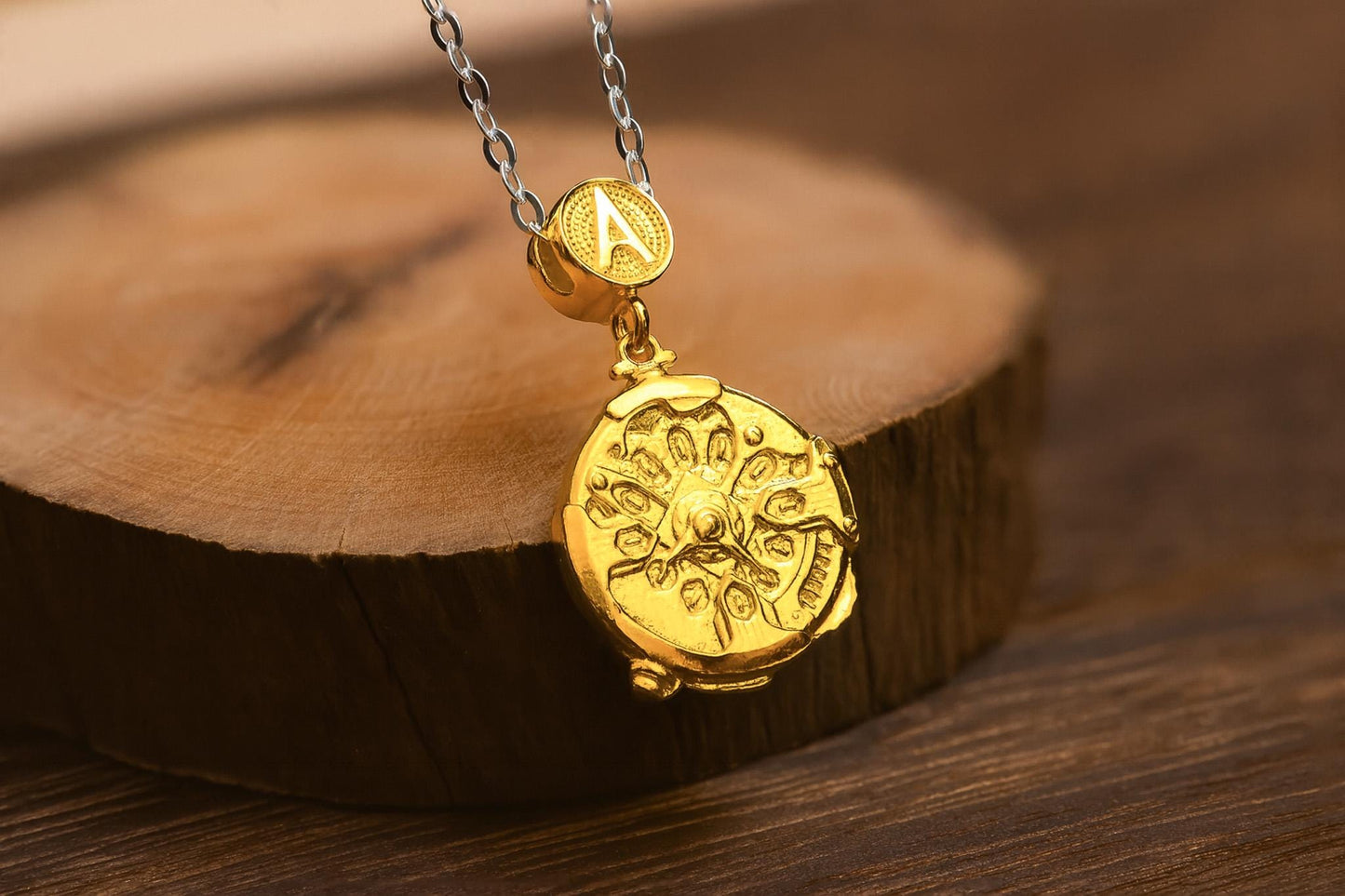 Time Relic Pendant S925 Sterling Silver Gold Plated Necklace, Vintage Stopwatch Jewelry Gift for Cosplay Fans