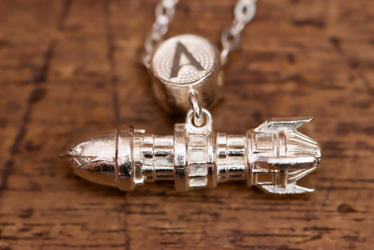 Rocket Pendant Necklace S925 Sterling Silver, Inspired Bullet Jewelry, Handmade Silver Cable Chain Gift for Fans