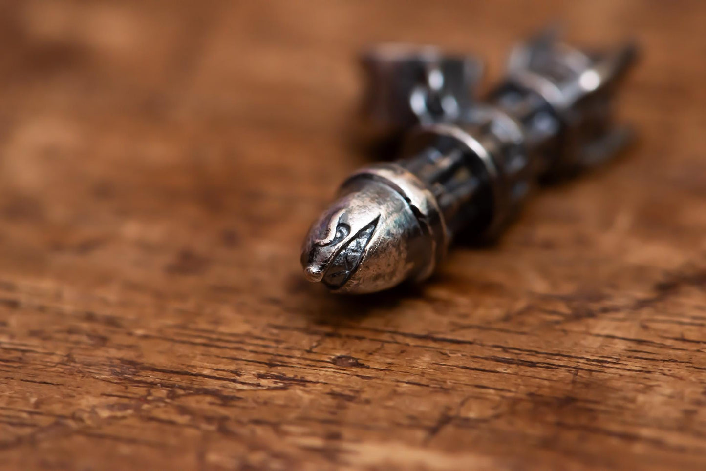 Rocket Pendant Necklace S925 Sterling Silver, Inspired Bullet Jewelry, Handmade Silver Cable Chain Gift for Fans