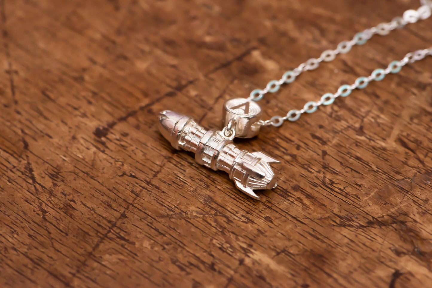 Rocket Pendant Necklace S925 Sterling Silver Oxidized, Vintage Bullet Jewelry for Men and Women, Handmade Gift