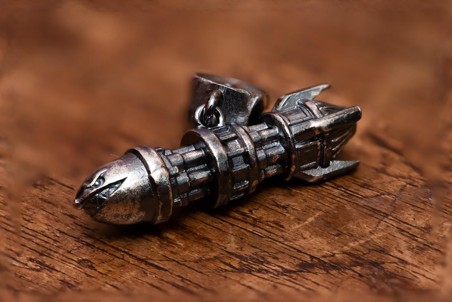 Rocket Pendant Necklace S925 Sterling Silver, Inspired Bullet Jewelry, Handmade Silver Cable Chain Gift for Fans