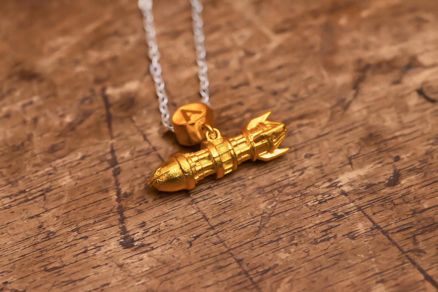 Rocket Pendant Necklace S925 Sterling Silver, Inspired Bullet Jewelry, Handmade Silver Cable Chain Gift for Fans