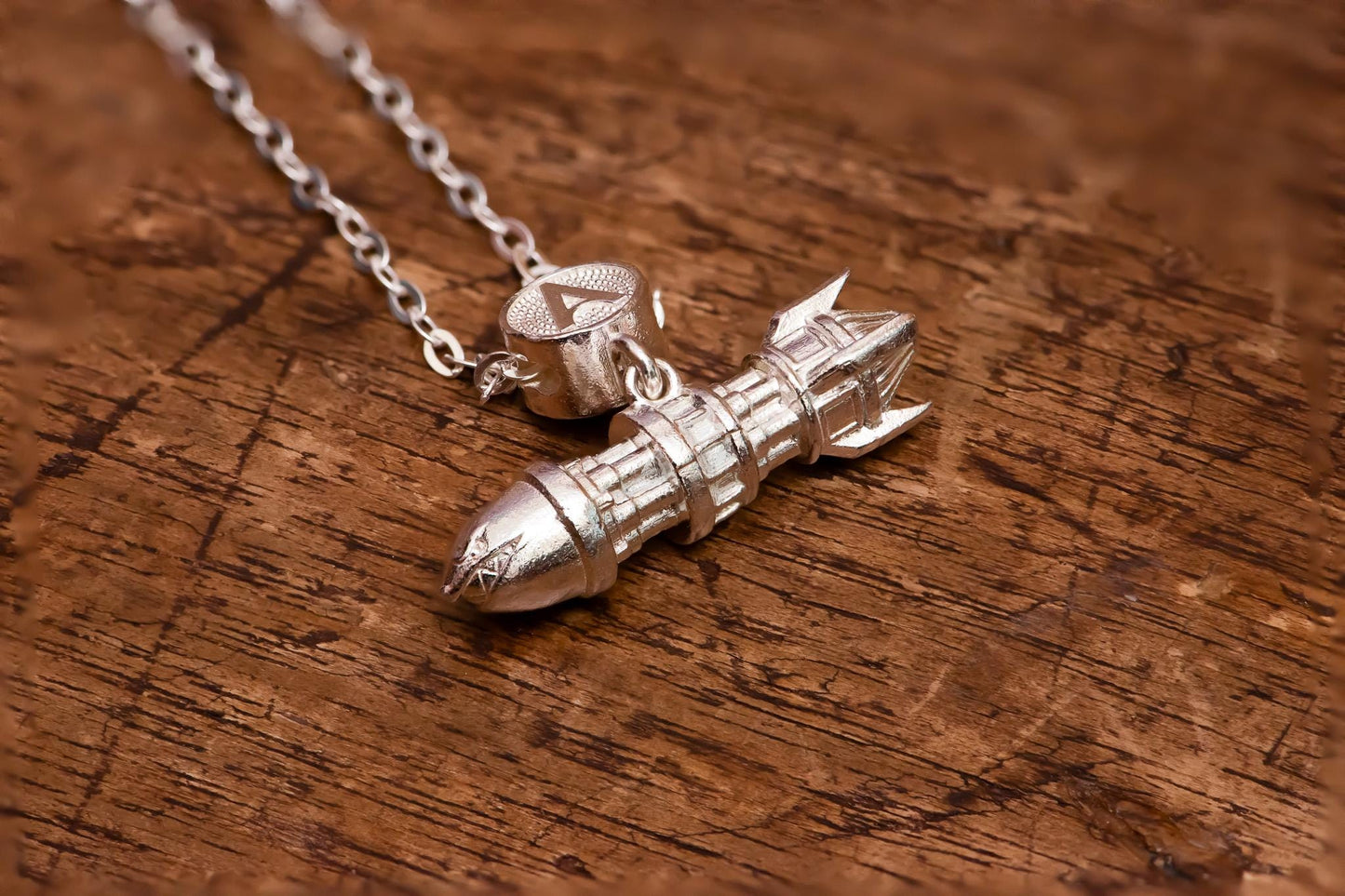 Rocket Pendant Necklace S925 Sterling Silver Oxidized, Vintage Bullet Jewelry for Men and Women, Handmade Gift