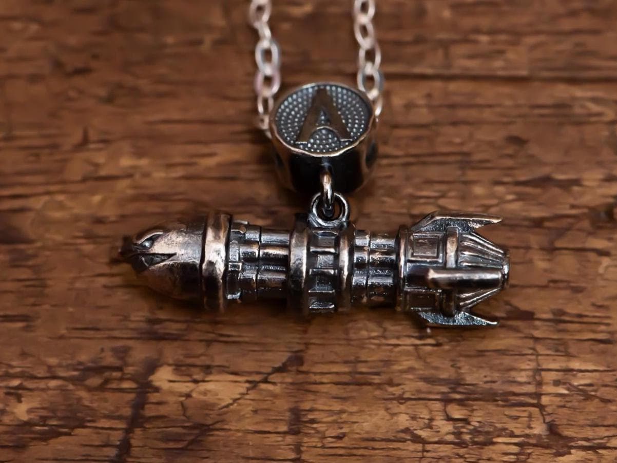 Rocket Pendant Necklace S925 Sterling Silver Oxidized, Vintage Bullet Jewelry for Men and Women, Handmade Gift