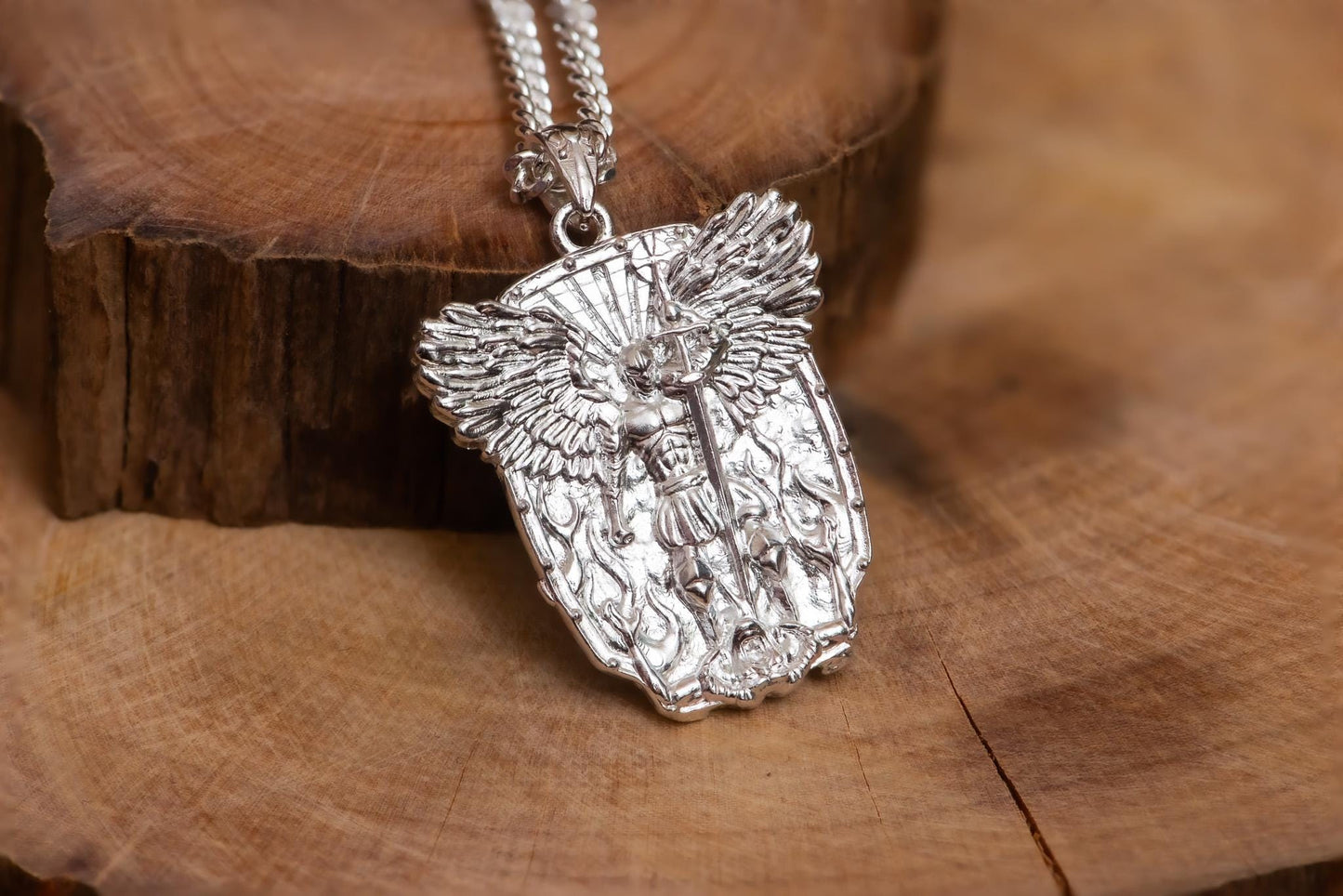 Gold Angel Warrior Pendant Necklace S925 Sterling Gold Plated, Handmade Fantasy Shield Jewelry, Gift for Gamer