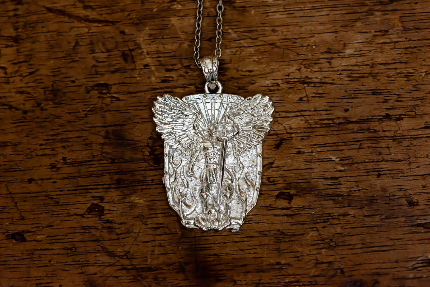 Gold Angel Warrior Pendant Necklace S925 Sterling Gold Plated, Handmade Fantasy Shield Jewelry, Gift for Gamer