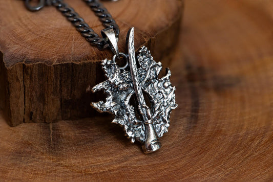 Dark Silver Winged Sword Insignia Pendant S925 Sterling Oxidized Fantasy Jewelry, Gothic Necklace for Men Gift for Him
