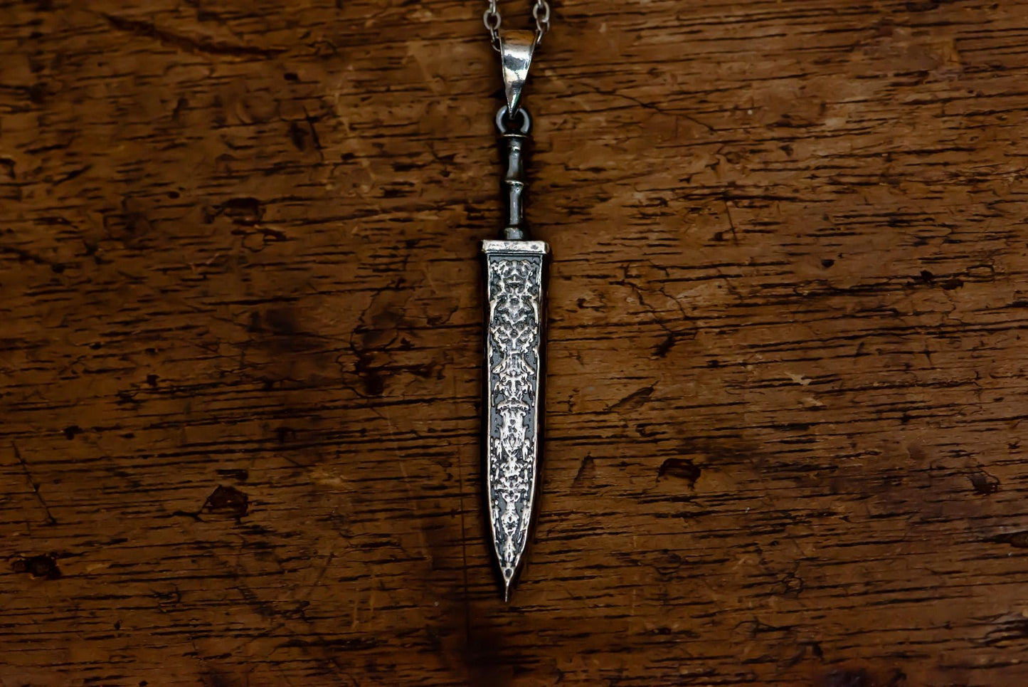 Gold Plated S925 Sterling Silver Sword Pendant Necklace – Polished Blade Design, RPG Inspired Jewelry, Fantasy Gift for Gamer