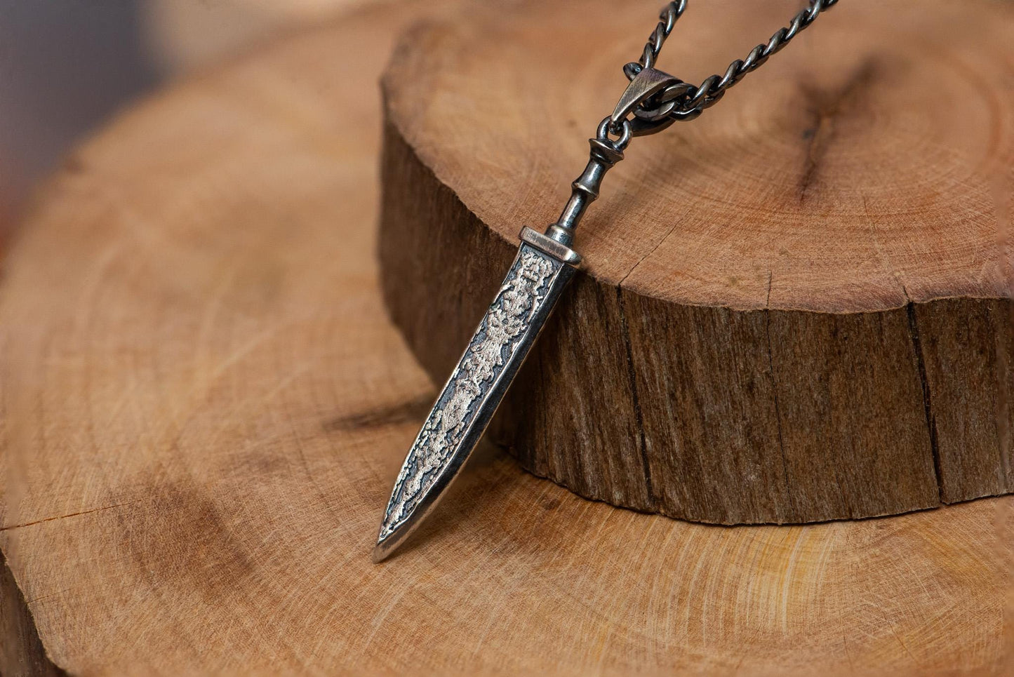 Handcrafted S925 Sterling Silver Holy Sword Pendant Necklace – Textured Blade Design, RPG Gamer Jewelry, Gift for Him, Medieval Style