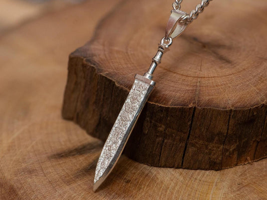 Handcrafted S925 Sterling Silver Holy Sword Pendant Necklace – Textured Blade Design, RPG Gamer Jewelry, Gift for Him, Medieval Style