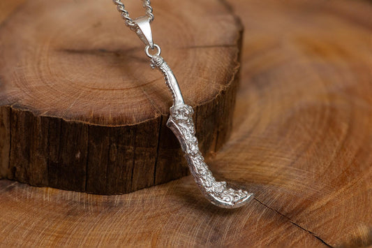 Harald Curved Greatsword Pendant S925 Sterling Silver Necklace Handmade Jewelry Gift for Men Women Gamer Cosplay