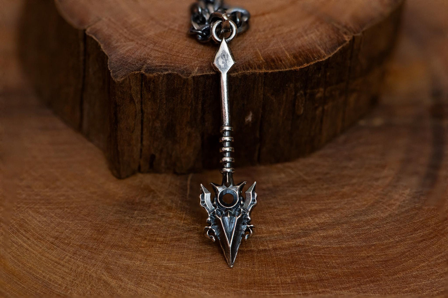 Handcrafted Flame Spear Pendant S925 Silver Necklace for Men – Gothic Warrior Jewelry, Fantasy Gift for Him, RPG Inspired Jewelry