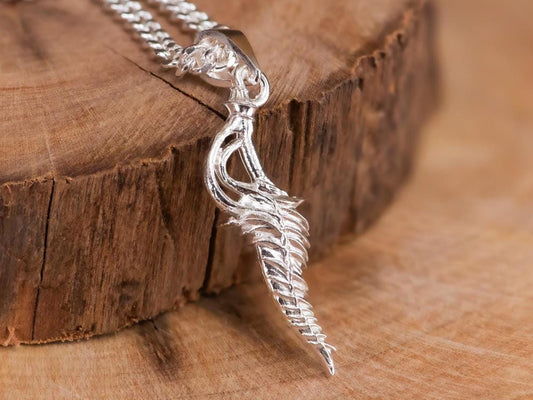 Reduvia Dagger Pendant S925 Sterling Silver Necklace for Men, Gothic Knife Jewelry, Handmade Silver Gift for Fans, Fantasy RPG Accessory