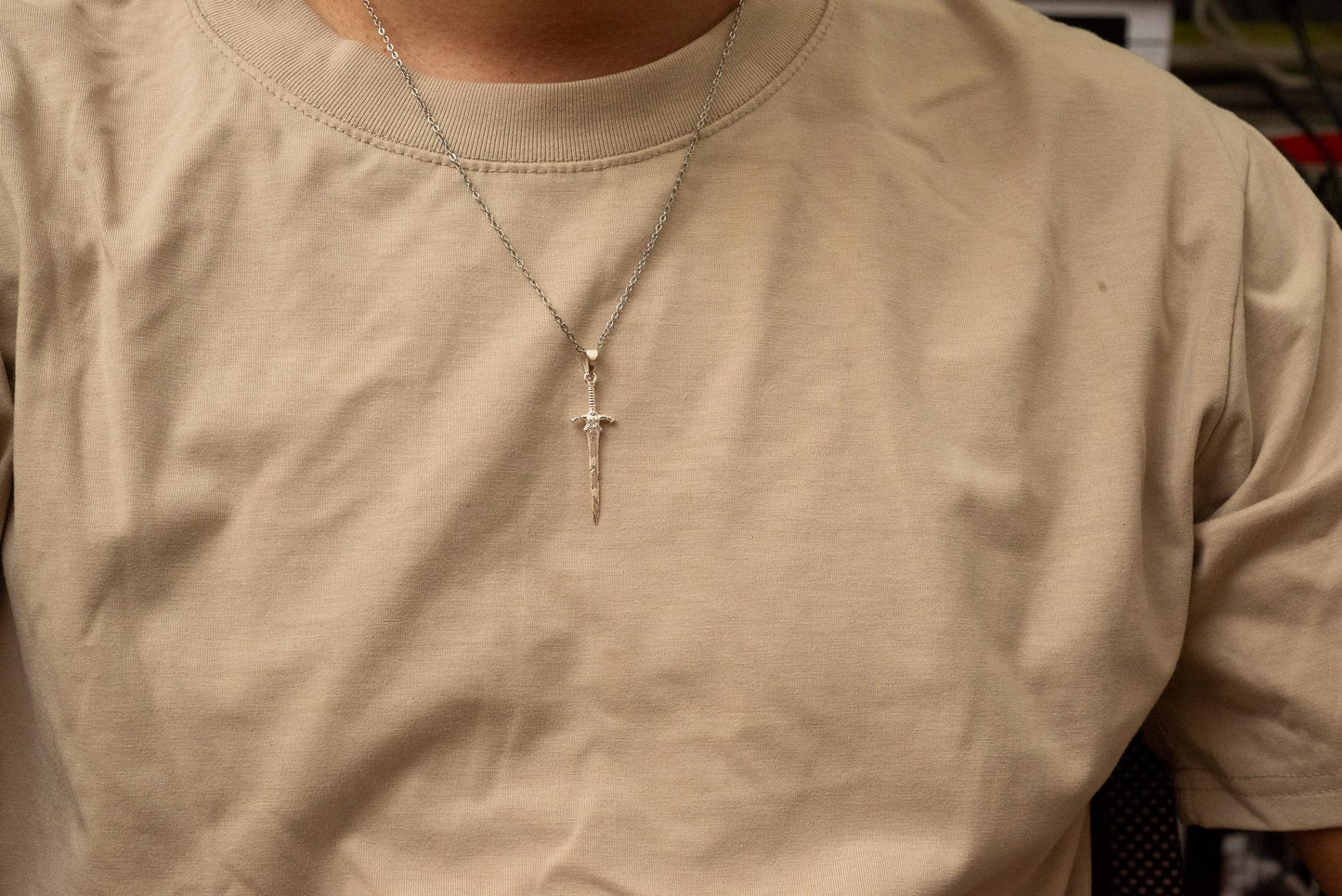 Dark Silver Great Blade Pendant S925 Sterling Sword Necklace Oxidized Finish, Gothic Jewelry for Him, RPG Gamer Gift