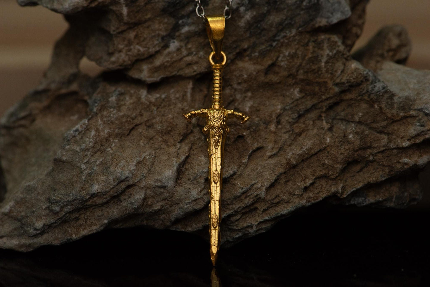 Silver Great Blade Pendant S925 Sterling Sword Necklace Handmade Jewelry for Men, Fantasy Talisman Gift for Gamer Fan