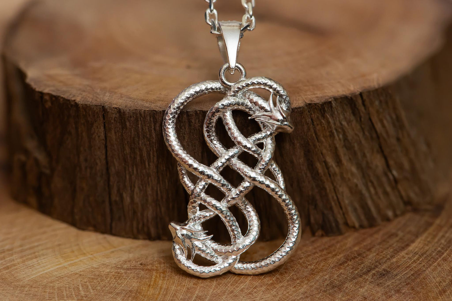 Loki Serpent Jörmungandr Symbol Pendant - Dark Silver Viking Amulet, Norse Mythology Jewelry for Men & Women